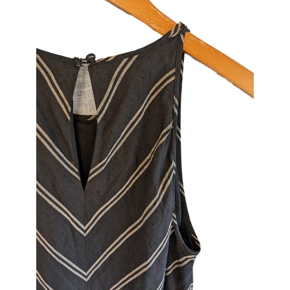 J.Crew Linen Maxi Dress Size 4 Tall Black White Summer Boho minimalist B4 - Picture 6 of 10